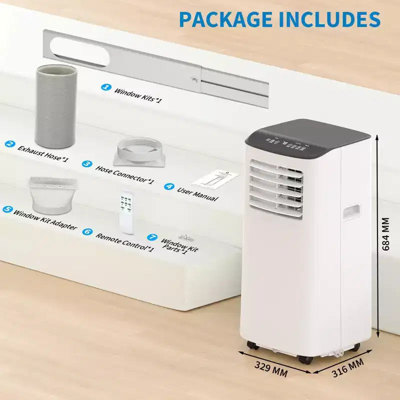 Portable Air Conditioner, 8000 BTU Quiet Cooling with Remote, Ventless Design & Auto Evaporation, for Large Room, Stand Up AC Unit.