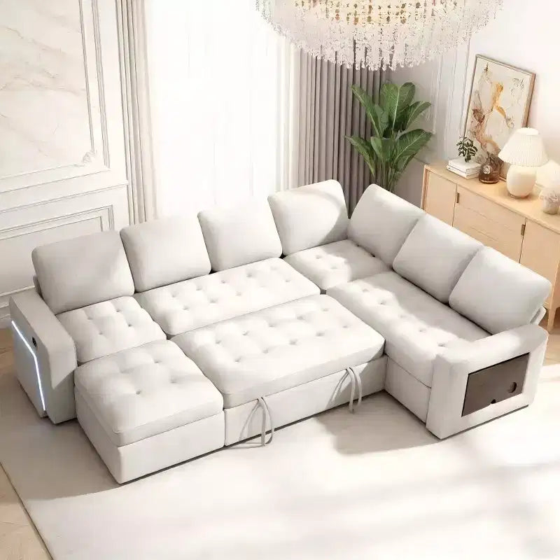 Dyonery 7-seater reclining sofa, modular sofa, side table with hidden storage, rechargeable