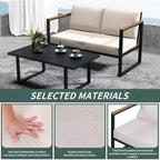 Ensembles de meubles de patio en métal d'extérieur pour 4 personnes, meubles de jardin avec causeuse et table basse, pour porche, appartements, jardin