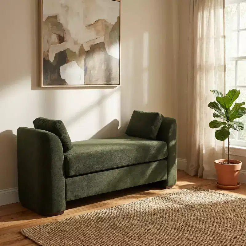 GDFStudio Jase Contemporary Rubberwood Boucl Upholstered Bench with Pillows