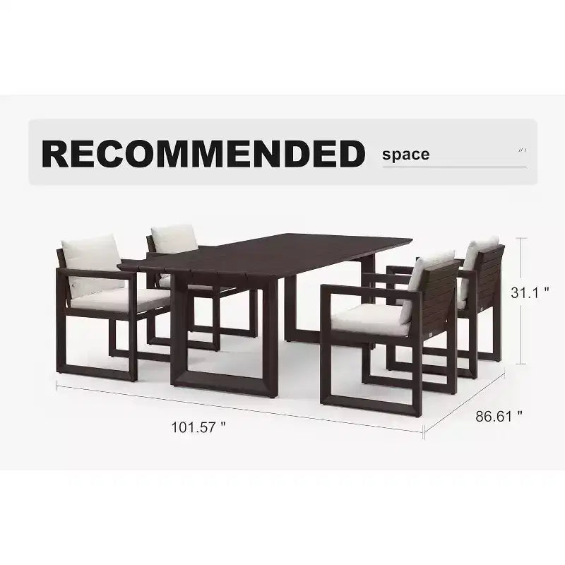 PURPLE LEAF Outdoor Dining Set Aluminum Luxury Patio Furniture Table and Chairs Set with Removable Thick Cushion