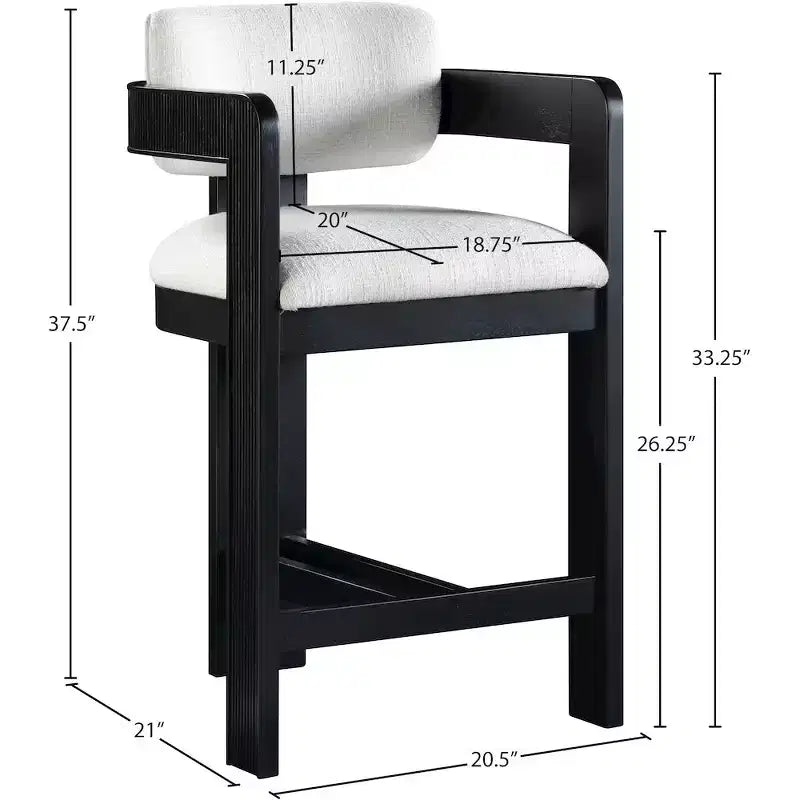 Meridian Furniture,Sacha Linen Textured Fabric Stool