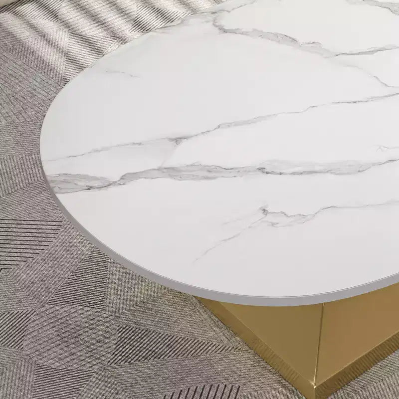Ceramic Surface Coffee Table with Contemporary Stainless Steel Base  Durable and Elegant Showpiece for Living Room