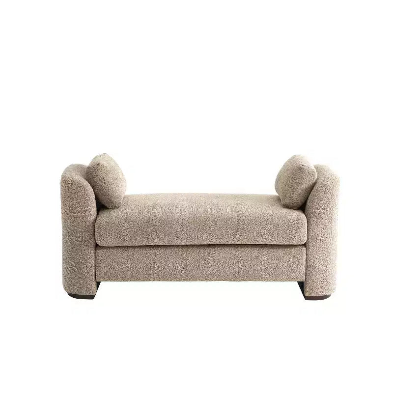 GDFStudio Jase Contemporary Rubberwood Boucl Upholstered Bench with Pillows