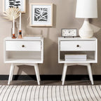 Set of 2 Mid-Century Solid Wood Nightstands with 1 Drawer, Bedroom Side Tables