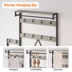 Entryway Shoe Storage Rack with Bench, Coat Rack Hall Tree with 7 Hooks and Storage Shelf, Entryway Coat Rack for Hallway Mudroom Bedroom