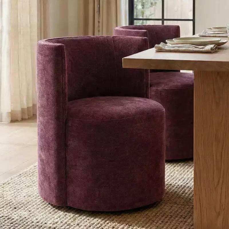 Lot de 4 chaises de salle à manger modernes pivotantes, chaises sans accoudoirs rembourrées en tissu texturé avec dossier incurvé pour salle à manger ou cuisine - Panipeachy