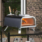Multi-Fuel Outdoor Pizza Oven Stonebaked Pizza Maker with Gas Burner & Wood Box - 12 inch