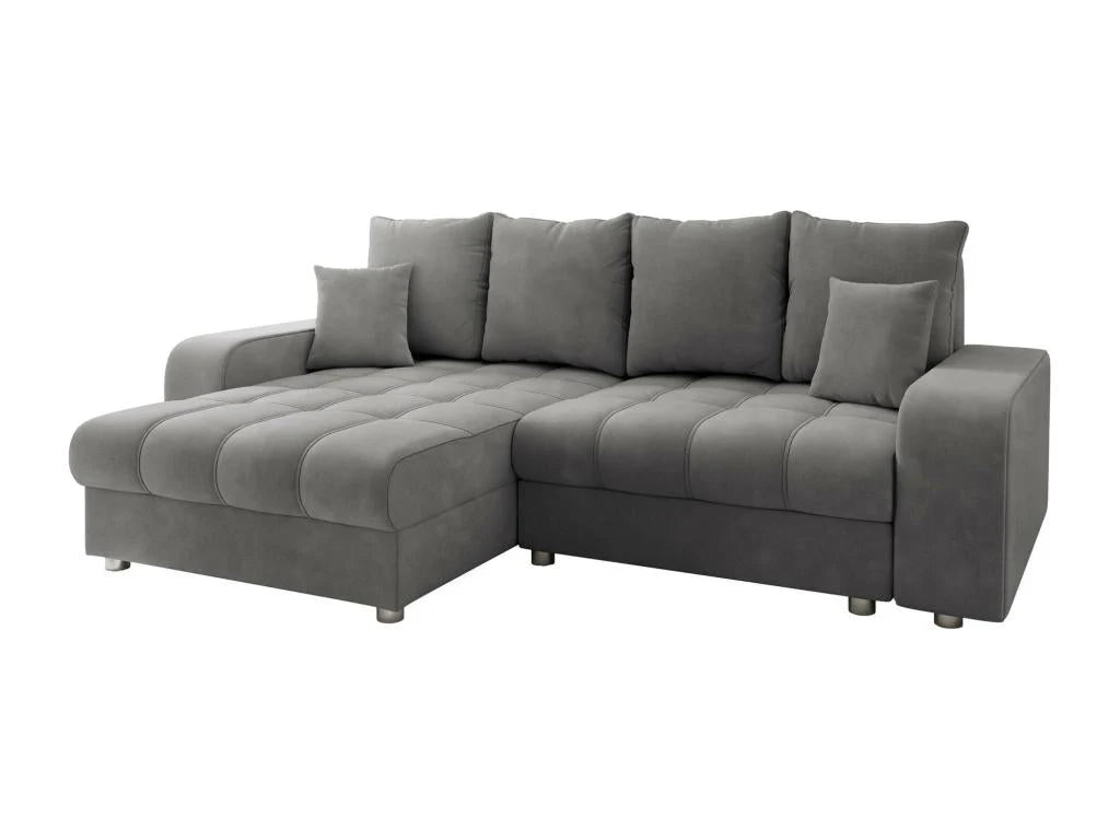 Canapé d'angle Doucezen 102 Gris, fonction couchage, coffre de lit, 250x166x94cm