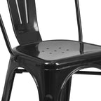Emma and Oliver Commercial Grade 31.5 Square Metal Indoor-Outdoor Table Set with 4 Stack Chairs
