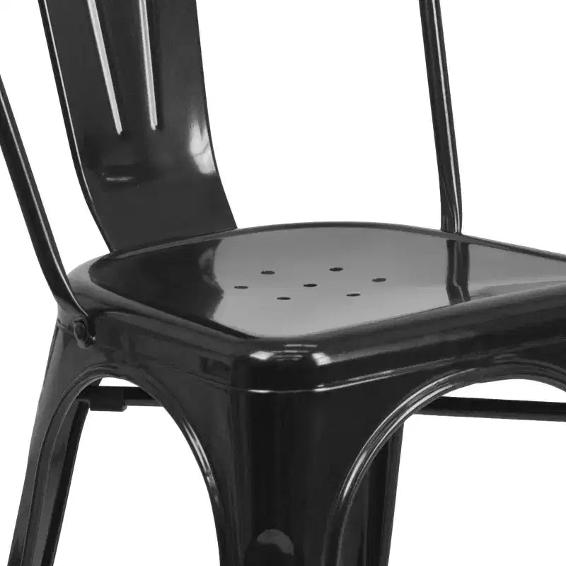 Emma and Oliver Commercial Grade 31.5 Square Metal Indoor-Outdoor Table Set with 4 Stack Chairs