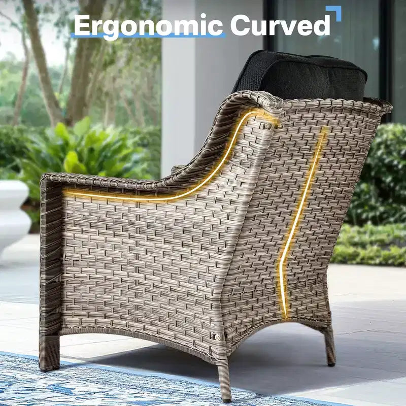 HOMLUX 6 PCS Patio Wicker Conversation Set 3-Seat Sofa with Cushion, Rattan Chairs, Ottomans, Coffee Table