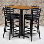 Emma and Oliver 24W x 42L Rectangular Laminate Table Set & 4 Ladder Back Stools