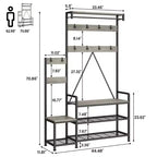 Entryway Shoe Storage Rack with Bench, Coat Rack Hall Tree with 7 Hooks and Storage Shelf, Entryway Coat Rack for Hallway Mudroom Bedroom