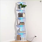 VECELO 5-Tier Wave Corner Shelf, Tall Vertical Storage Display Shelf for Small Spaces & Living Room, White