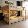Luxystar Full Over Full Modern Low Bunk Bed With Storage Lighted Shelves And Pegboard