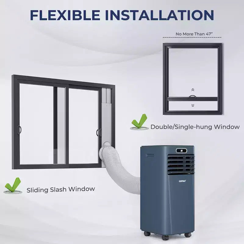 Costway 5000 BTU (8000BTU ASHRAE) Portable Air Conditioner with Remote Control 3-in-1 Air Cooler w/ Drying