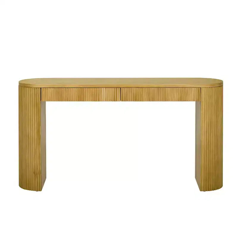 58.2IN Console Table with Adjustable Arched Sturdy Legs, Entryway Table with Large Top and Dual Drawers, Accent Table for Living Room
