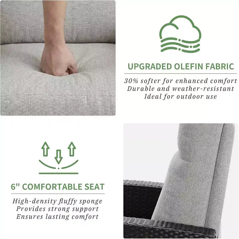 Outdoor Wicker Recliner with Adjustable Back and Footrest, Reclining Patio Chair with Independent,Outdoor Recliner Chair with Cushion