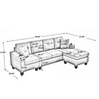 Sectional Sofa Living Room with L Shape Chaise Lounge and cup holder
