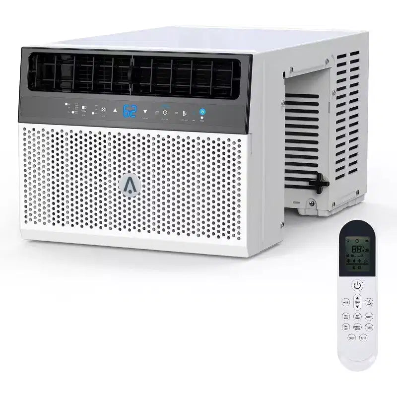 Climatiseur de fenêtre, unité de climatisation de fenêtre avec filtre lavable, compatible Wi-Fi avec télécommande, refroidit jusqu'à 32,5 mètres carrés, 6 modes, 115V/60Hz