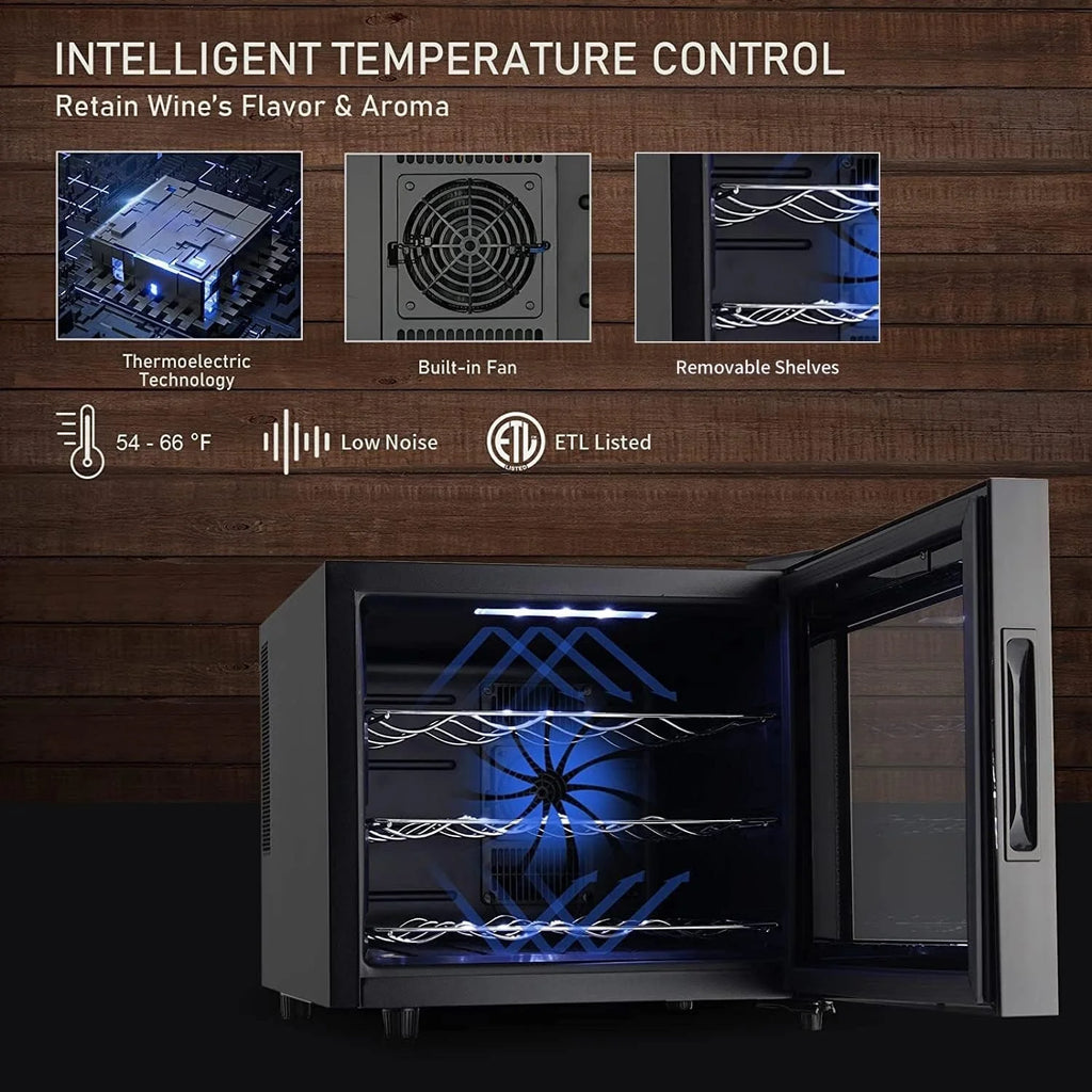 12- Bottle Wine Cooler Refrigerator,Mini Wine Cellars(54-66ﾂｰF),Countertop Wine Cooler with Digital Temperature Control