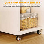 50 Folding Table with Storage Cabinet & Wheels, Extendable Drop Leaf Desk for Kitchen, Home Office and Bedroom