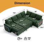 Dyonery 7-seater reclining sofa, modular sofa, side table with hidden storage, rechargeable