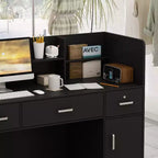 Famapy L-shaped Reception Desk Multifunctional Welcome Desk Workstation
