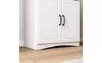 23 Wooden Kitchen Cabinet, Pantry Microwave Cabinet with Glass Doors and Drawers, Adjustable Shelves, White