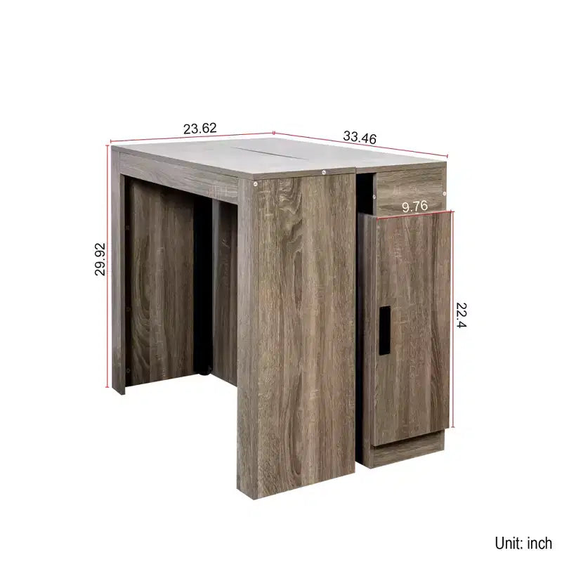CLIHOME Modern Multifunctional Extendable Dining Table with Outlet, Space Saving Expanding Table with Storage