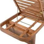 Christopher Knight Home Wino Patio 3 Piece Acacia Wood Rattan Sunlounge Set with Cushion and Slatted Table