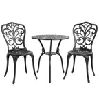 Ensemble de 3 pièces pour terrasse extérieure en aluminium avec table papillon, chaises et trou pour parasol