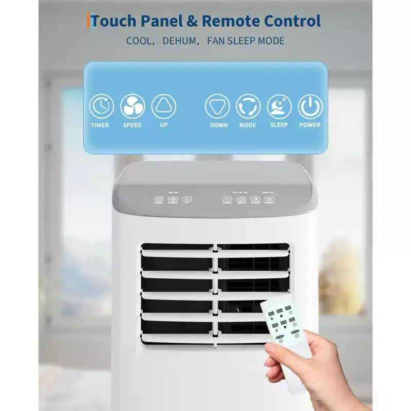 Portable Air Conditioner, 8000 BTU Quiet Cooling with Remote, Ventless Design & Auto Evaporation, for Large Room, Stand Up AC Unit.