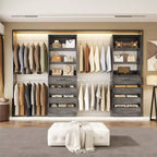 Besiost Closet System with 8 Wooden Drawers and 4 Hanging Rods