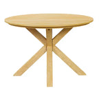 ModernLuxe 5pcs Outdoor Acacia Wood Round Dining Table Set, 47 Patio Table with 4 Cushioned Barrel Chairs for Garden/Patio/Backyard