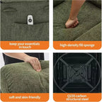 Massage Rocker Recliner with Heating, 360 Swivel Glider Recliner Chairs for Adults, Linen Nursery Chair with Side Pocket, Two Cup Holders