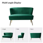 Causeuse en velours Nicolas | Canapé 2 places contemporain pour salon et chambre à coucher avec dossier capitonné | Karat Home
