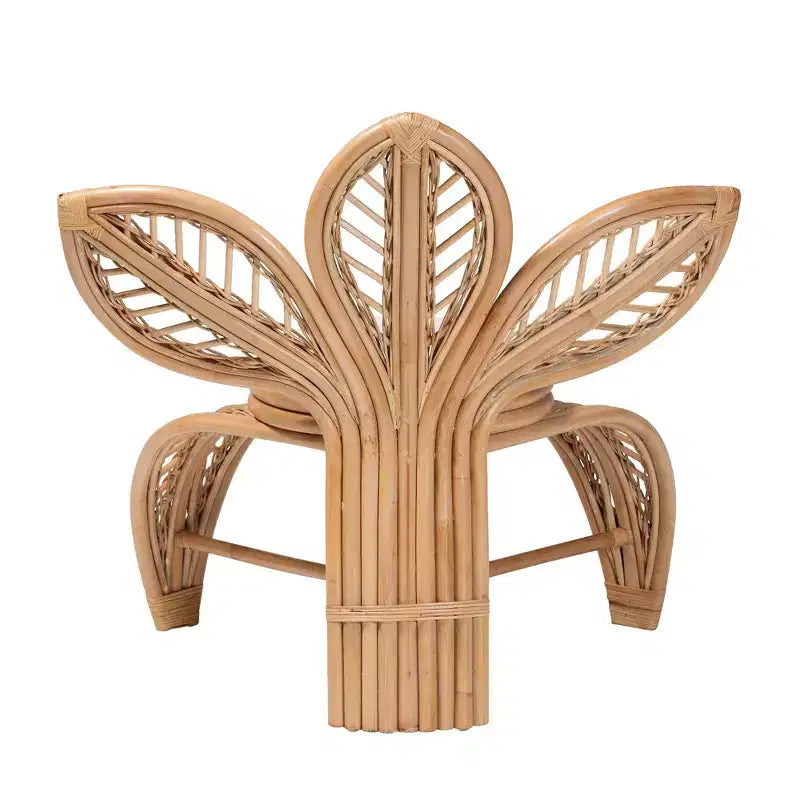 bali & pari Gresham Natural Rattan Leaf Accent Chair White/Natural Brown: Handcrafted, Foam Cushioned, No Assembly Required