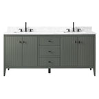 Vanity Art 72 Double Sink Bathroom Vanity Cabinet with Engineered Marble Top
