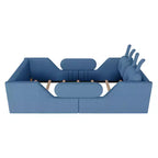 Whisen Twin Platform Bed, Kids Floor Upholstered Bed Frame with Rabbit Cushion, Removable Side Rails