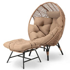 FINCATI Indoor Eggs Chair, 440 lbs Egg Chair Outdoor, Oversized Egg Chair with Ottoman, Luxury Cozy Egg Chair with Foot Rest