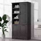 Bathroom Storage Cabinet with Doors and Drawers Tilt-Out Laundry Hamper Multiple Storage Space Freestanding Style