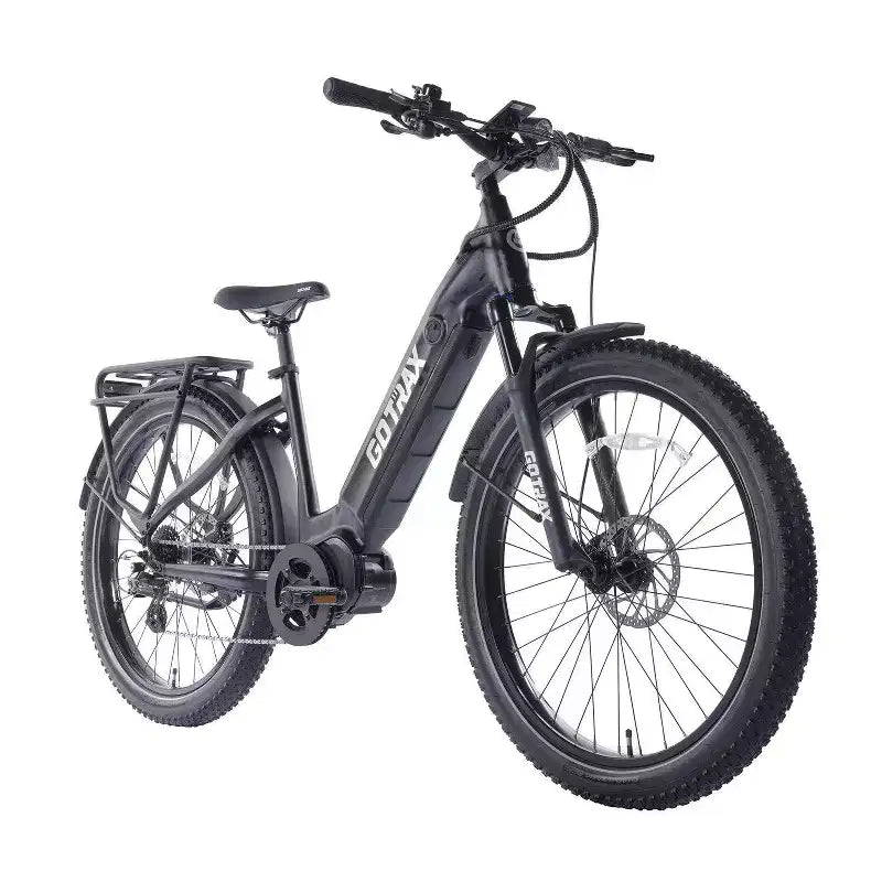 GOTRAX Adult MX1 Mid Drive 27.5 Step Through Electric Hybrid Bike - Black