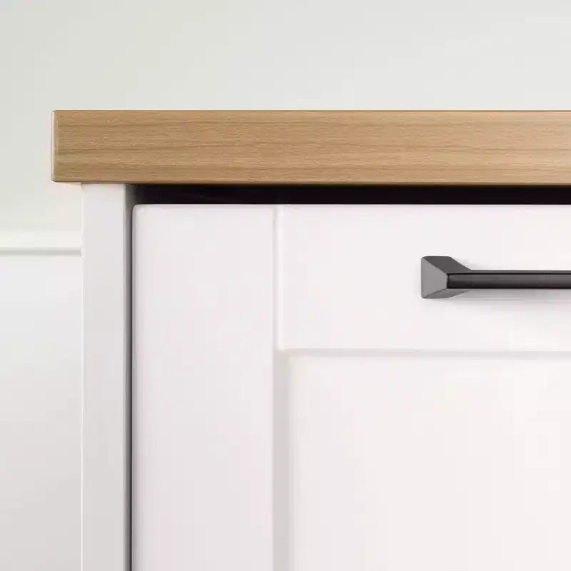 6-Drawer Kitchen Island – Farmhouse Style, White & Maple Nutmeg, 47.25W