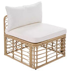 Whisen Weather-Resistant Rattan Outdoor Sectional Sofa Set Patio Couch Set with Thick Cushions and Pillows, Freely Combined Conversation Sets
