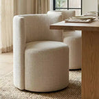 Lot de 4 chaises de salle à manger modernes pivotantes, chaises sans accoudoirs rembourrées en tissu texturé avec dossier incurvé pour salle à manger ou cuisine - Panipeachy
