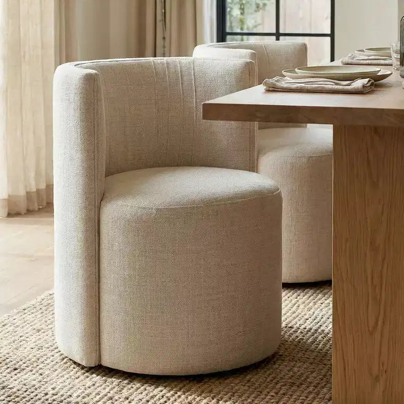 Lot de 4 chaises de salle à manger modernes pivotantes, chaises sans accoudoirs rembourrées en tissu texturé avec dossier incurvé pour salle à manger ou cuisine - Panipeachy