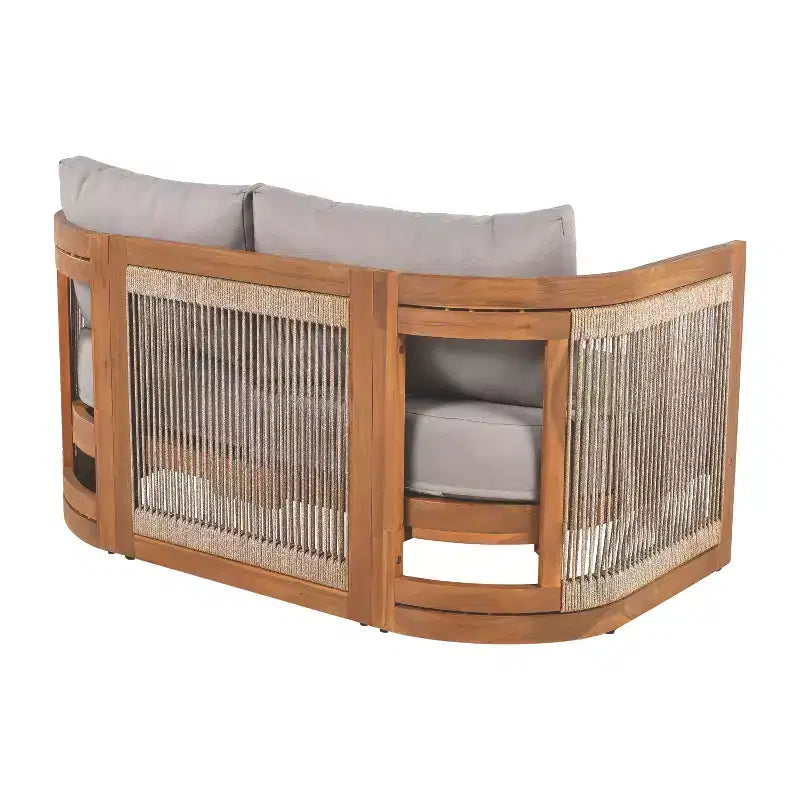 Christopher Knight Home Crune 6 Piece Outdoor Acacia Wood Curved Tub Design Seating Set with Woven Rope