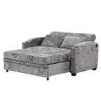 61.6 Modern Chenille Convertible Sofa Bed with USB Ports, Cup Holders & Adjustable Backrest for Living Room, Apartment